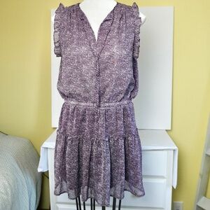 Anthropologie PINCH Floral Ruffle Midi Dress Size LG V Neck Elastic Waist